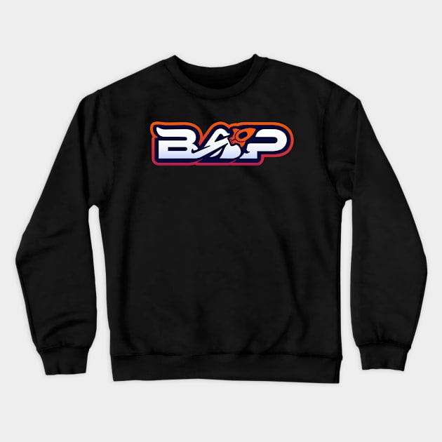 BAP LOGO ( Orange Fade) Crewneck Sweatshirt by Black Astronauts Podcast Network Store